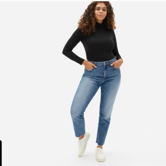 Everlane Denim - Everlane the Curvy Cheeky Regular high-rise jeans Raw Hem Plus Size 34